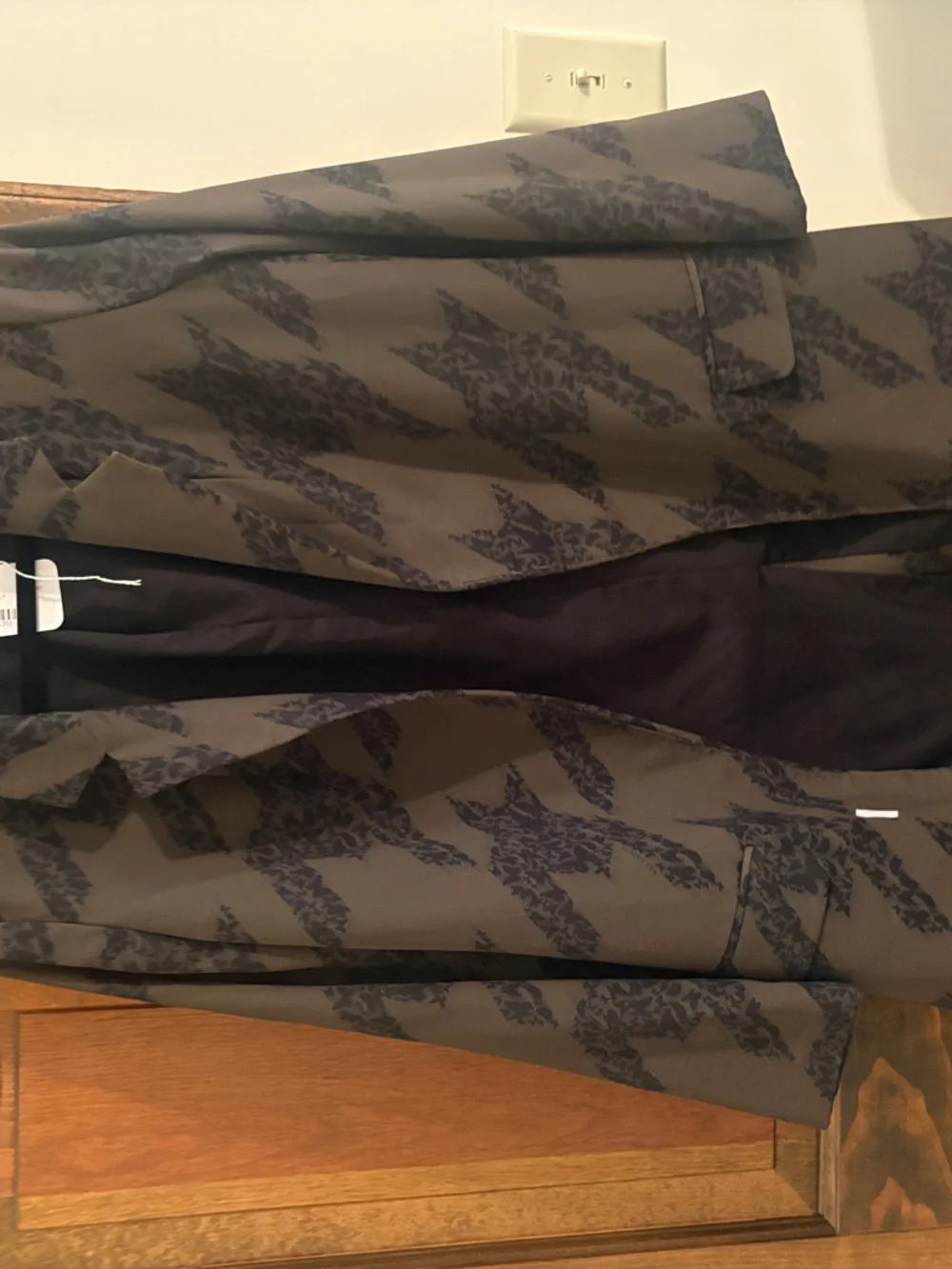 All saints Womens Olive & Black Patterned Blazer Jacket